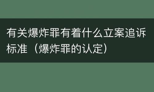有关爆炸罪有着什么立案追诉标准（爆炸罪的认定）