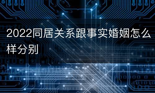 2022同居关系跟事实婚姻怎么样分别
