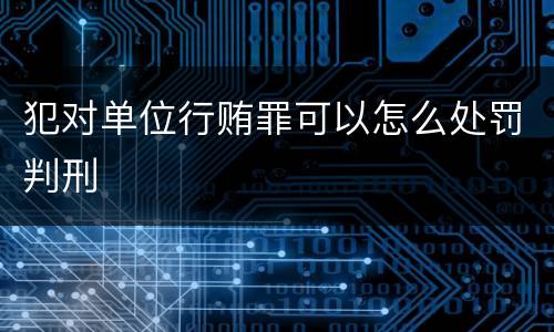 犯对单位行贿罪可以怎么处罚判刑