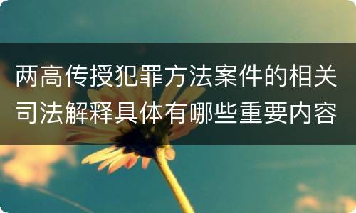 两高传授犯罪方法案件的相关司法解释具体有哪些重要内容