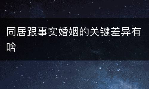 同居跟事实婚姻的关键差异有啥