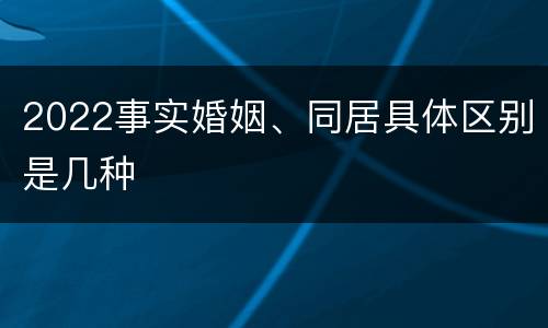 2022事实婚姻、同居具体区别是几种