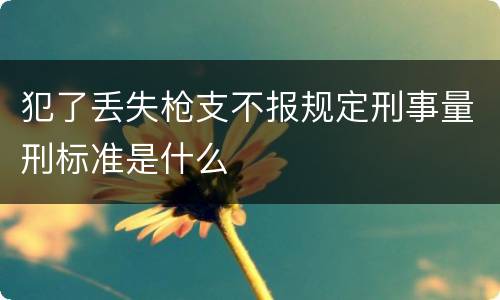 犯了丢失枪支不报规定刑事量刑标准是什么