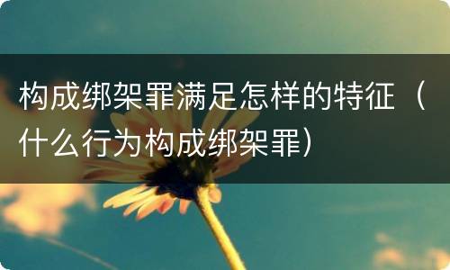 构成绑架罪满足怎样的特征（什么行为构成绑架罪）