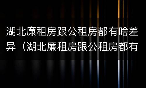 湖北廉租房跟公租房都有啥差异（湖北廉租房跟公租房都有啥差异吗）