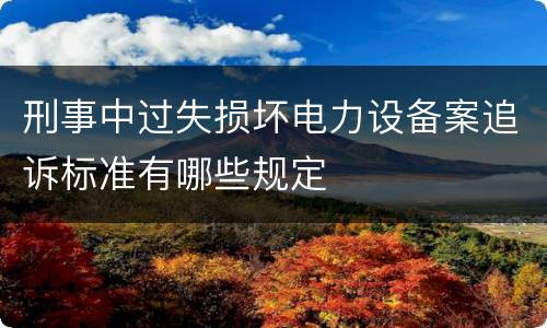 刑事中过失损坏电力设备案追诉标准有哪些规定