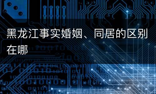黑龙江事实婚姻、同居的区别在哪