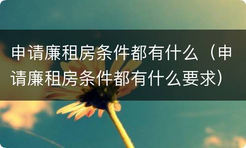 申请廉租房条件都有什么（申请廉租房条件都有什么要求）