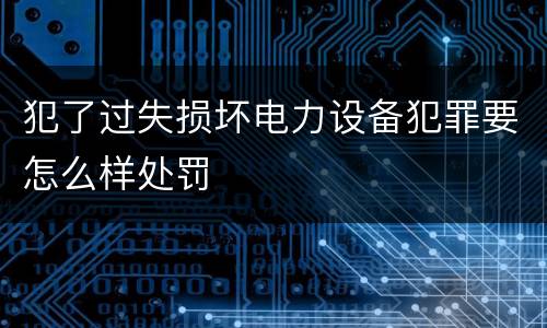 犯了过失损坏电力设备犯罪要怎么样处罚