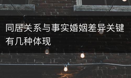 同居关系与事实婚姻差异关键有几种体现