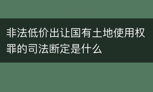 非法低价出让国有土地使用权罪的司法断定是什么