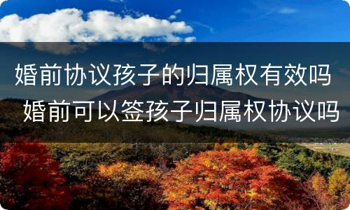 婚前协议孩子的归属权有效吗 婚前可以签孩子归属权协议吗