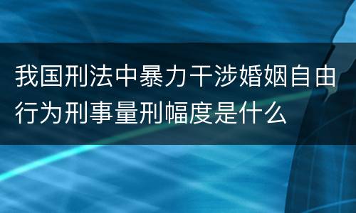 我国刑法中暴力干涉婚姻自由行为刑事量刑幅度是什么