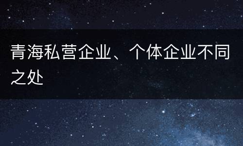 青海私营企业、个体企业不同之处