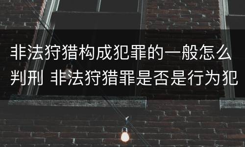 非法狩猎构成犯罪的一般怎么判刑 非法狩猎罪是否是行为犯