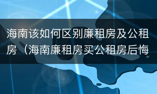海南该如何区别廉租房及公租房（海南廉租房买公租房后悔了）