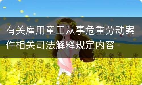 有关雇用童工从事危重劳动案件相关司法解释规定内容