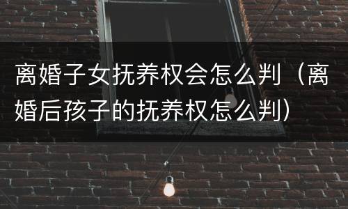 离婚子女抚养权会怎么判（离婚后孩子的抚养权怎么判）