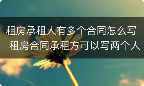 租房承租人有多个合同怎么写 租房合同承租方可以写两个人