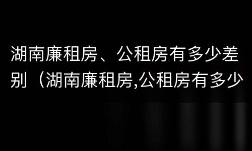 湖南廉租房、公租房有多少差别（湖南廉租房,公租房有多少差别呢）