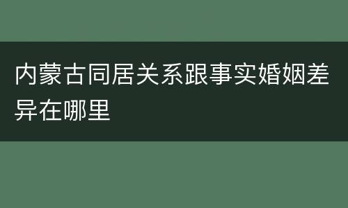 内蒙古同居关系跟事实婚姻差异在哪里