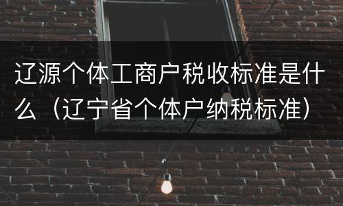 辽源个体工商户税收标准是什么（辽宁省个体户纳税标准）
