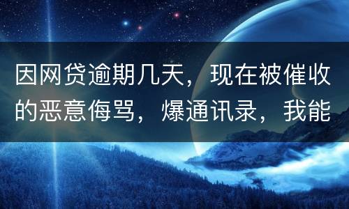因网贷逾期几天，现在被催收的恶意侮骂，爆通讯录，我能起诉不