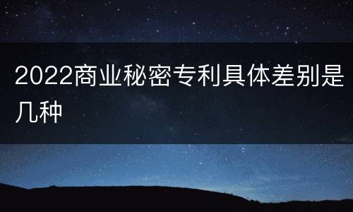 2022商业秘密专利具体差别是几种