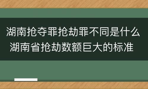 湖南抢夺罪抢劫罪不同是什么 湖南省抢劫数额巨大的标准