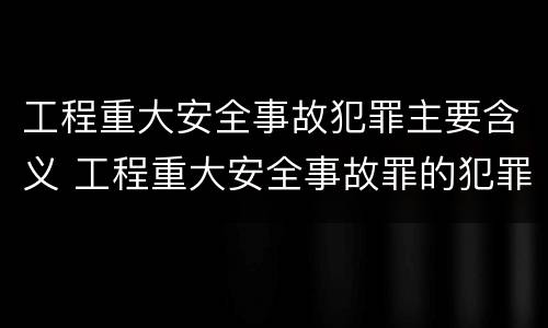 工程重大安全事故犯罪主要含义 工程重大安全事故罪的犯罪主体是什么