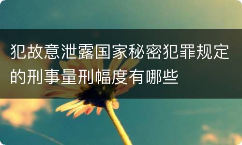 犯故意泄露国家秘密犯罪规定的刑事量刑幅度有哪些