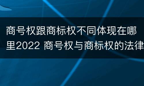 商号权跟商标权不同体现在哪里2022 商号权与商标权的法律冲突与解决