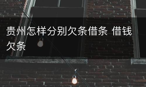 贵州怎样分别欠条借条 借钱 欠条