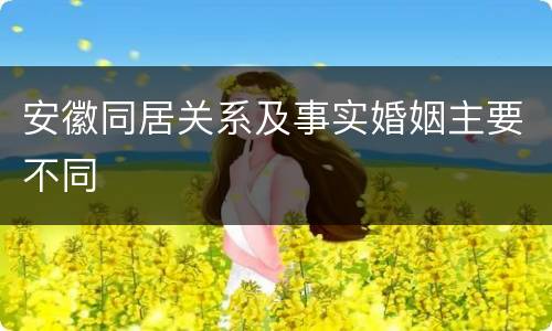 安徽同居关系及事实婚姻主要不同
