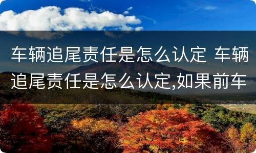 车辆追尾责任是怎么认定 车辆追尾责任是怎么认定,如果前车车速太慢