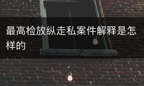 最高检放纵走私案件解释是怎样的