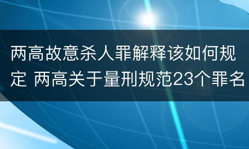 两高故意杀人罪解释该如何规定 两高关于量刑规范23个罪名