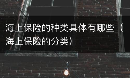 海上保险的种类具体有哪些（海上保险的分类）