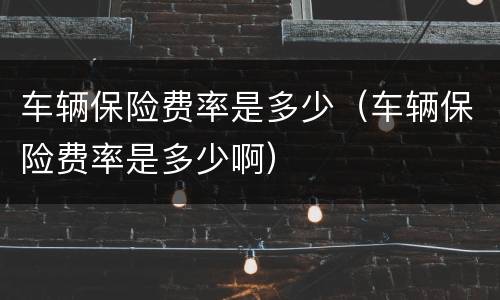 车辆保险费率是多少（车辆保险费率是多少啊）