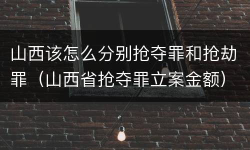 山西该怎么分别抢夺罪和抢劫罪（山西省抢夺罪立案金额）