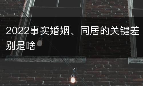 2022事实婚姻、同居的关键差别是啥
