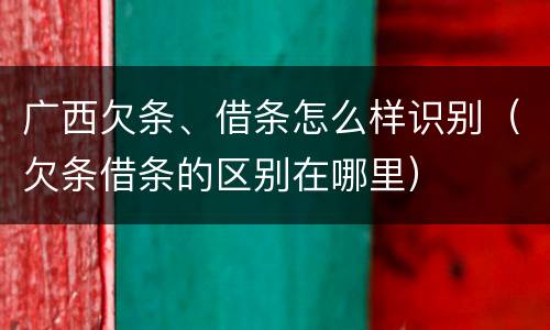 广西欠条、借条怎么样识别（欠条借条的区别在哪里）