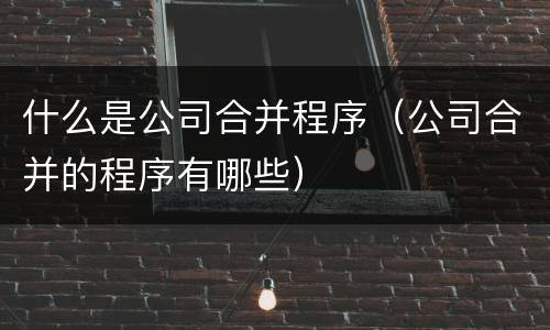 什么是公司合并程序（公司合并的程序有哪些）