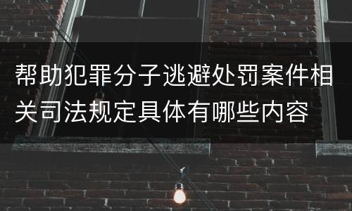 帮助犯罪分子逃避处罚案件相关司法规定具体有哪些内容