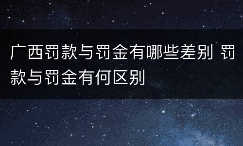 广西罚款与罚金有哪些差别 罚款与罚金有何区别