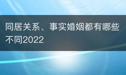 同居关系、事实婚姻都有哪些不同2022
