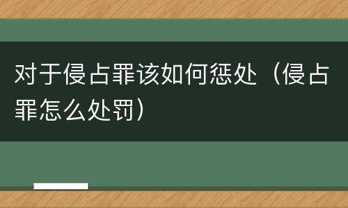 对于侵占罪该如何惩处（侵占罪怎么处罚）