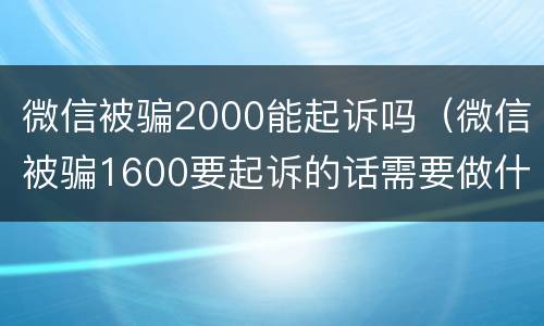 微信被骗2000能起诉吗（微信被骗1600要起诉的话需要做什么）