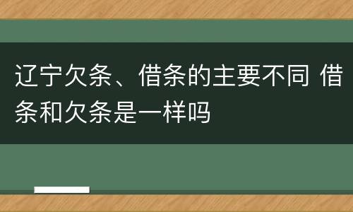 辽宁欠条、借条的主要不同 借条和欠条是一样吗