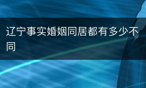 辽宁事实婚姻同居都有多少不同
